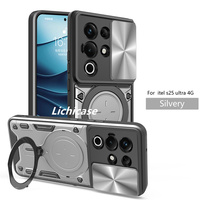 Lichicase Multi Color Armor Design Support magnétique Couverture arrière pour Itel S26 Pochette de téléphone ultra antichoc