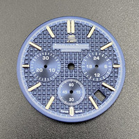 Bagian Modifikasi Jam Tangan Dial Paduan Tembaga 31.8mm dengan 6 Jarum dan Bercahaya Hijau Cocok untuk Mesin Quartz VK63