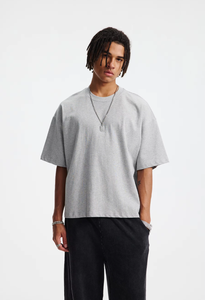 FLOWORA Custom 3D Puff Printing 300 GSM 100% Cotton Plain Short Sleeve Streetwear Heavyweight <b>T</b> <b>Shirt</b> for Men - Product Image 2