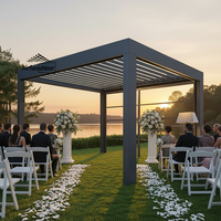 Pergola bioclimatique autoportante motorisée Airfun 16x12 pieds en aluminium, toit rétractable, écologique, pour jardin