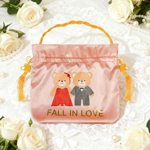 Bolsa de Regalo de Satén con Cordón Personalizada con Diseño de <span class=keywords><strong>Novios</strong></span> Románticos, Bolsa de Recuerdo <span class=keywords><strong>para</strong></span> Boda, Compromiso, Dulces y <span class=keywords><strong>Regalos</strong></span> - Product Image 2
