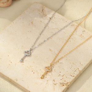 Collana di gioielli di lusso con <span class=keywords><strong>chiave</strong></span> in zircone 925 in <span class=keywords><strong>argento</strong></span> Sterling da donna - Product Image 6