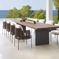Ensemble table et chaises minimalistes modernes pour l'extérieur, 8 places, en acier inoxydable, pour cour/terrasse, meubles de salle à manger de jardin