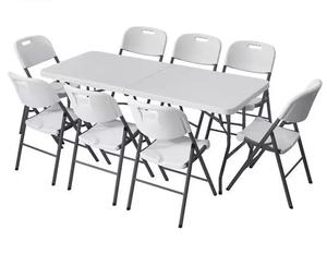Chất Lượng Cao 6-<span class=keywords><strong>8</strong></span> Người Vườn Đảng Cho Thuê Hiện Đại 6-Chân Nhựa Trắng Gấp Bàn Và Ghế Cho Ăn Uống Ngoài Trời - Product Image 3