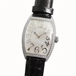 Relógio de pulso feminino, relógio de pulso de cristal de diamantes, relógio de quartzo, super luxuoso para mulheres
