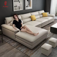 Canapé modulaire en cuir véritable, style nordique simple et moderne, en forme de L, avec chaise longue d'angle, garantie 5 ans pour petit appartement