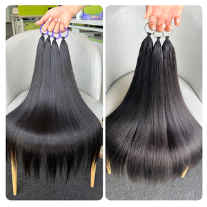 Extensiones de Cabello Humano Liso Yaki para Crochet, Color Negro Natural, Hechas a Mano, para Mujer, 100% Cabello Humano, Sin Enredos - Product Image 6