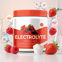 Polvo Electrolítico de Frambuesa de Marca Privada, Sin Gluten, Keto, Hidratante, Sin Azúcar, Bebida Energética Deportiva, Fábrica OEM