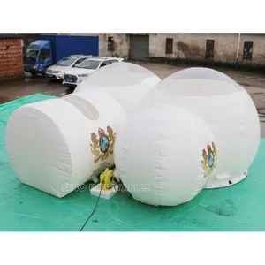 3 + 1 큰 흰색 돔 클리어 탑 풍선 캠핑 버블 텐트 강철 터널 자유를 대피소 프로그램