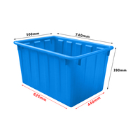 Réservoir de poissons en plastique carré extérieur 140L Grande caisse solide à dessus ouvert pour l'agriculture Récipient en plastique