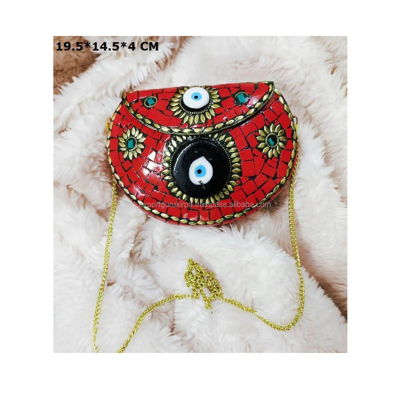 Nazar Metal çanta çerçeve inci el çantası akşam Metal el çantası lüks düğün el çantası Guru Kirpa ihracat evi