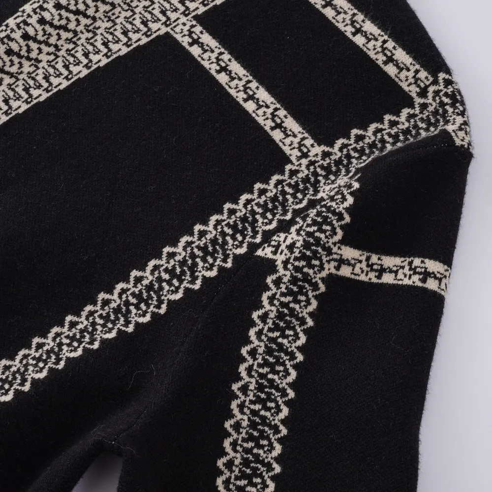 2024春と秋の新しいベストセラーの女性のラウンドネック長袖チェック柄プリントドレス高品質のセータードレス