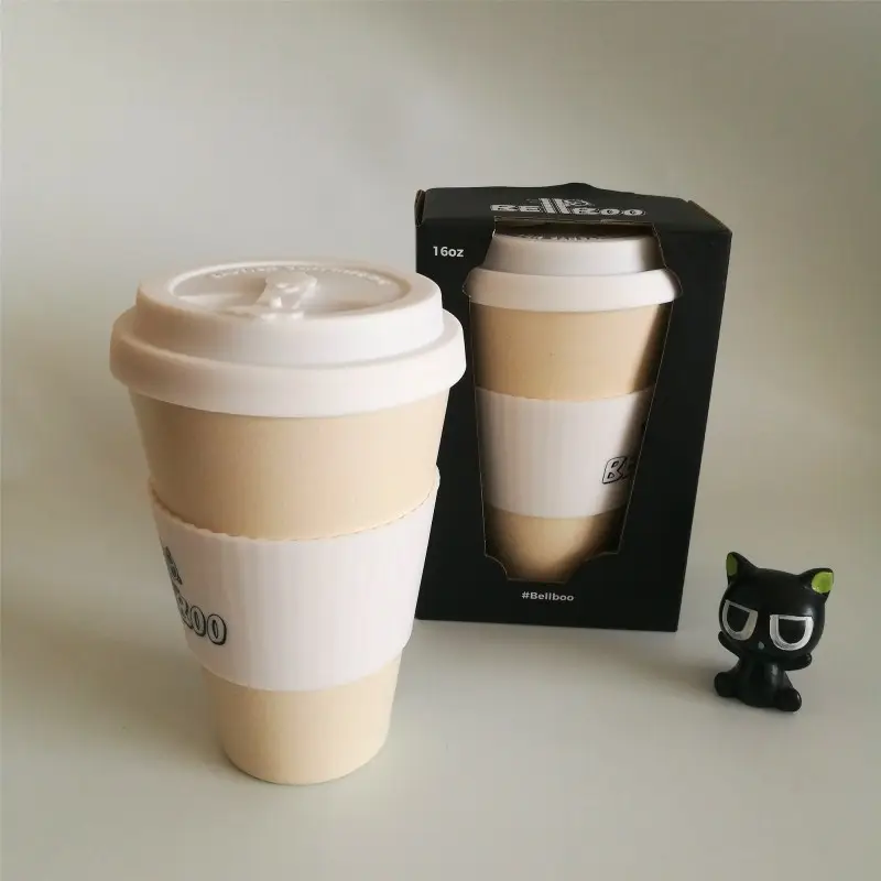 Custom Packing Eco Cup Bamboo Keep Coffee Mug With Silicone Lid