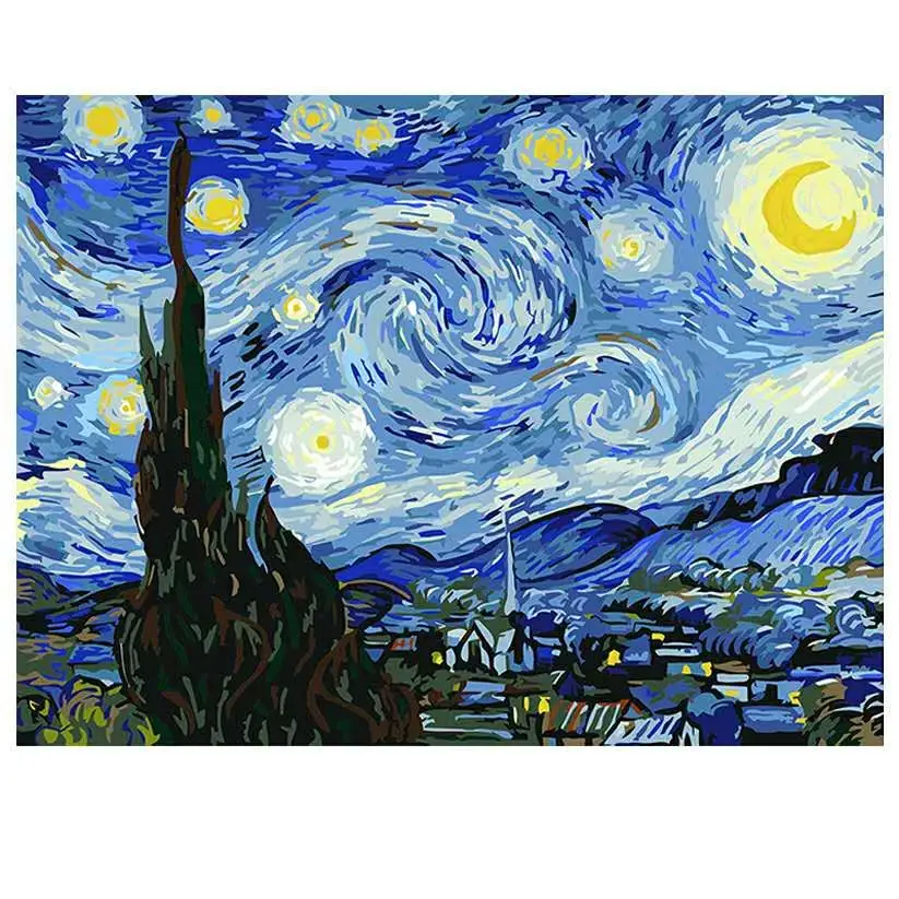 CHENISTORY pintura personalizada por números sobre tela Diy pintura por número define Van Gogh a noite estrelada