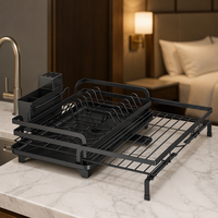 Étagère de rangement métallique pour comptoir de cuisine, 5 niveaux, avec panier égouttoir pour évier, support pour bols et extension d'évier, également utilisable comme étagère d'extension pour rebord de fenêtre
