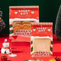 Conception de Noël Pochette à fond plat réutilisable Tin Tie Bread Bakery Paper Packaging Bags Toast Bag avec fenêtre transparente
