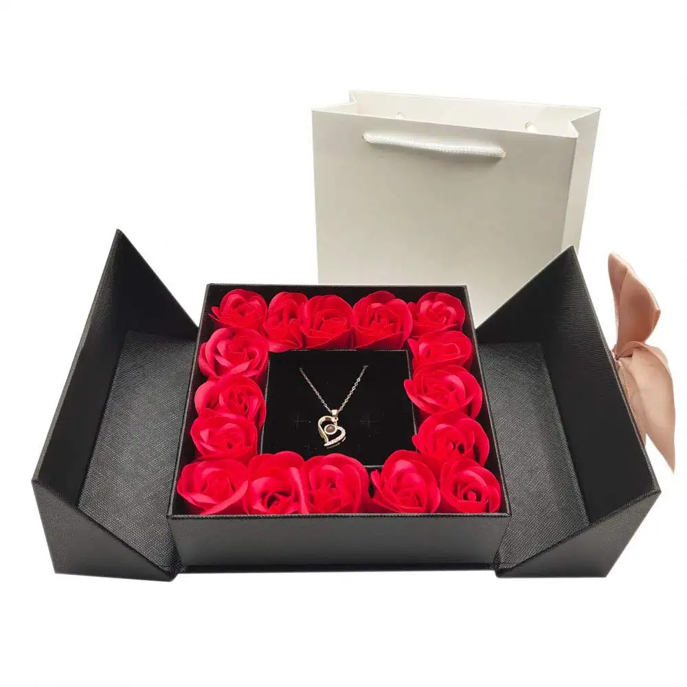 मातृ दिवस उपहार 2024 कृत्रिम शाश्वत रियल टच गुलाब फूल उपहार एक बॉक्स में फोम फूल फॉरएवर फूल बैग साबुन उपहार सेट