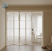 Puerta Plegable de Aluminio Arqueada Estilo Francés, Puerta de Vidrio Texturizado para Sala de Estar, Balcón o Espacio Abierto
