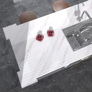 Tem dán tường giả đá cẩm thạch trắng 3D, chất liệu vinyl, dán và bóc dễ dàng, chống thấm, tự dính, dùng cho mặt bếp - Product Image 3