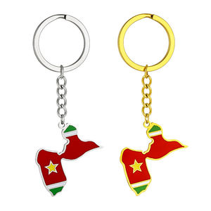 Porte-clés avec breloque drapeau de la <span class=keywords><strong>Guadeloupe</strong></span> émaillé par le fabricant, en acier inoxydable plaqué or 18 carats, pendentif carte de la <span class=keywords><strong>Guadeloupe</strong></span> en émail - Product Image 1
