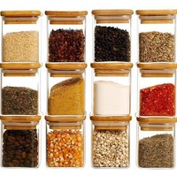 Bocaux en verre modernes avec couvercles en bambou pour la cuisine, le garde-manger, le stockage des épices et des aliments, idéaux pour les fêtes
