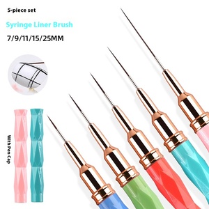 5-gói Macaron móng tay nghệ thuật sơn móc cạnh bàn chải thiết lập xuyên biên giới mới đặc biệt kéo dòng bút với chất liệu nylon Nail Rod nhựa - Product Image 2