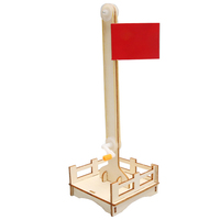 Plataforma elevadora de madera con diseño de bandera roja de dibujos animados, kits de juguetes educativos científicos para niños y estudiantes, ecológicos y de fácil montaje