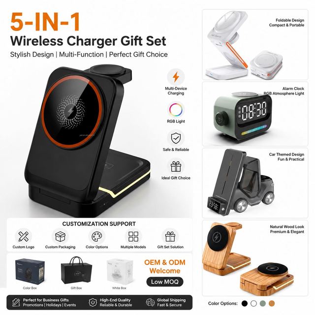 3 in 1 Magnetic Wireless Charger Desk Stand Fast Charging Station for Phone Watch Earbuds Custom Logo OEM Gift