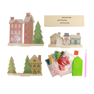 Kit de peinture diamant bonhomme de neige en bois 3D DIY ornement de Noël, artisanat d'art diamant debout, cadeau de vacances - Product Image 3