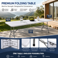 Meilleur choix : table pliante en plastique de 6 pieds avec plateau et pieds en HDPE robustes pour une utilisation en extérieur dans les hôtels
