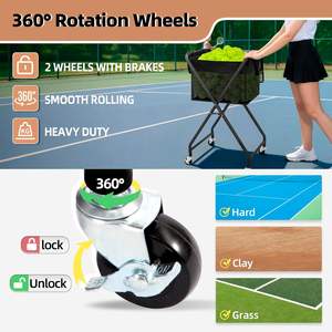 स्टोरेज मैनाएक फोल्डेबल ब्लैक पिकअप टेनिस बॉल हॉपर 150 पिकअप 180 टेनिस गेंदों पर - Product Image 6