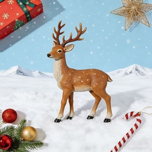 Accessoires de village de Noël en résine, ornement personnalisé de renne de Noël avec traîneau, décorations de Noël - Product Image 2