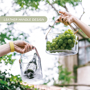 PET Xô Trong Suốt Giỏ Trái Cây Di Động Xô Đá Có Tay Cầm Bằng Da, Thích Hợp Để Lưu Trữ Hoa Trang Điểm Gia Vị - Product Image 4