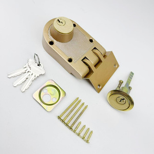 Bắc Mỹ Jimmy bằng chứng keyed E Brass xi lanh chốt khóa với các phím Vàng kết thúc Antique phong cách khóa đêm Latch - Product Image 2