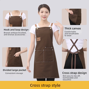 Waterafstotende, ademende, op maat gemaakte logo witte keukenchef BBQ gewassen canvas schort zonder mouwen voor catering en restaurants - Product Image 3