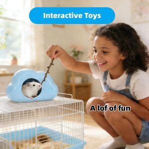 Niche en céramique en forme de nuage bleue XL, lit rafraîchissant pour hamsters nains, souris et gerbilles - Product Image 6