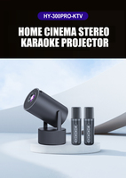 Projecteur de cinéma maison portable LED avec microphone, son stéréo HD pour karaoké et visionnage de films HY300Pro-KTV