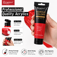 Ensemble de peinture acrylique Giorgione avec logo personnalisé, 12 couleurs, 75 ml, boîte de couleurs personnalisée pour artistes, peinture DIY sur verre et toile