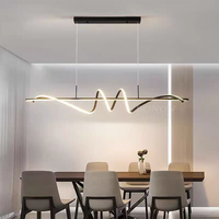 Nouvelle ligne minimaliste lampes suspendues contemporaines salle à manger lustre noir linéaire