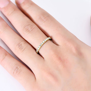 Anelli Eternity in <span class=keywords><strong>Argento</strong></span> Sterling 925 Placcato Oro Antiossidante con Moissanite VVS GRA 2MM per Regalo di Coppia - Product Image 5