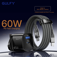 GULFY Câble de charge USB-C 60W en nylon tissé à noyau de cuivre pur 1m gris Câble de synchronisation de données à charge rapide pour IOS MacOS Android