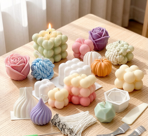Kit de fabrication de bougies en silicone avec 100 mèches, bâtonnets de support, moule à bulles, moule à savon parfumé, moule à résine, pour bougies de soja - Product Image 2