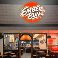 Letras de Canal LED Iluminadas Frontalmente en 3D Personalizadas para Restaurantes, Letras Grandes de Aleación de Aluminio sin Marco para Decoración de Tiendas