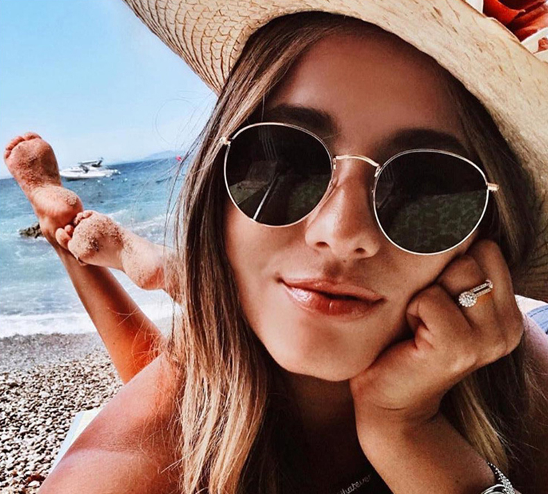 Women Luxury Round Hexagon Polarized Lens Sunglasses Metal  display picture 1