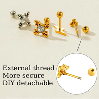 HENGSEN Nuevos Pendientes de Acero Inoxidable con Forma de Serpiente, Cruz y Rayo 3D, Joyería para Piercing de Cartílago y Hélix, Pendientes de Moda