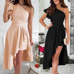 Nuovo Abito <span class=keywords><strong>da</strong></span> Sera Corto Monospalla Plissettato <span class=keywords><strong>per</strong></span> Damigella d'Onore, Modello 2026, Ideale <span class=keywords><strong>per</strong></span> Cerimonie e Balli - Product Image 3