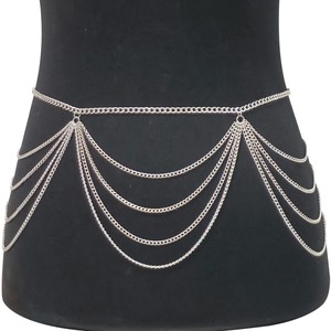 Cadena de cintura de acero inoxidable de lujo sexy, cinturón de cadena para el vientre en capas, chapado en platino, joyería de verano para <span class=keywords><strong>mujer</strong></span>, para fiestas y bikinis - Product Image 5