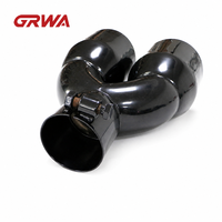 GRWA Grosir Universal SS409 Ujung Knalpot Dinding Tunggal Berlapis Cat Hitam 2.5 inci 3.5 inci 12 inci Kustom F80 M3