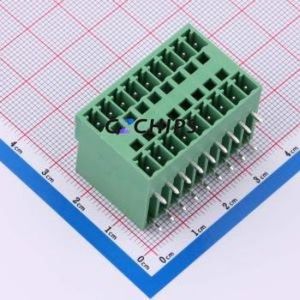 DGB381-9P2S-MG361 Plug-in Terminal Block Bent Lead Through Hole,P=3.81mm Board-to-Board / Socket - Closed 2x9P 3.81mm Green - Product Image 1