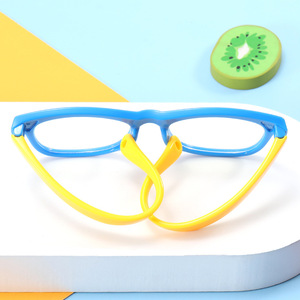 Children's Silicone Blue <b>Light</b> Blocking Glasses Rectangular Frame Pc Lens Anti Radiation For Computer And Mobile Use Unisex - Product Image 1